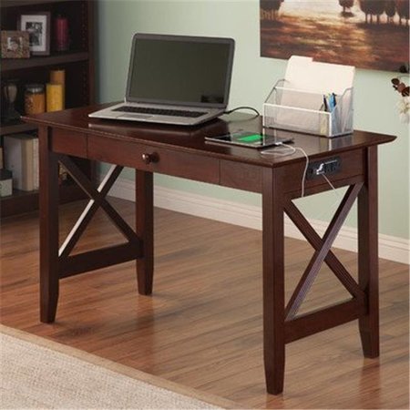 ATLANTIC FURNITURE Atlantic Furniture AH12244 Lexi Desk With Drawer And Charger; Antique Walnut AH12244